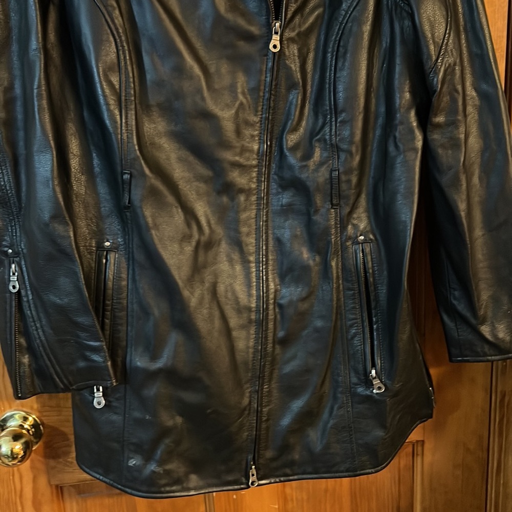 Harley Davidson An American Legend Womens Leather Long Motorcycle Jacket 1W - Picture 2 of 4